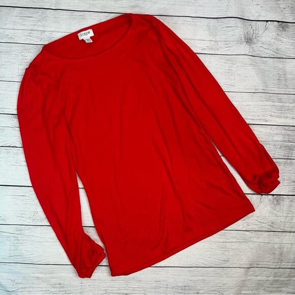 5/$25 J. Crew Women's Balloon Sleeve Long Sleeve T-Shirt  Red Size XXS - Picture 1 of 6